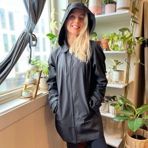 Jones New York Black A-Line Coat with Removable Hood